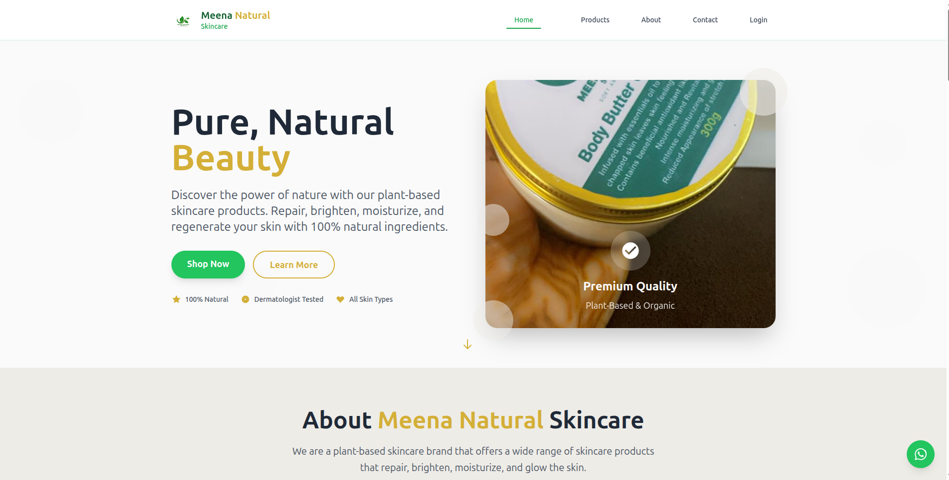 Meena Natural Skincare preview screenshot